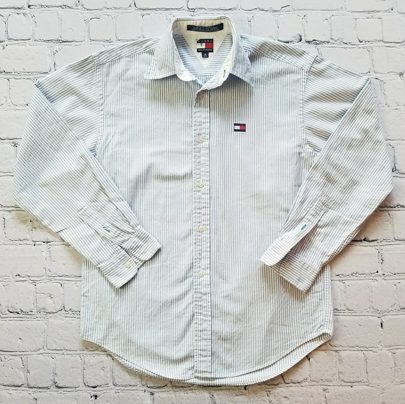 Tommy Hilfiger Striped Button Down Nautical Sz M - Picture 1 of 8